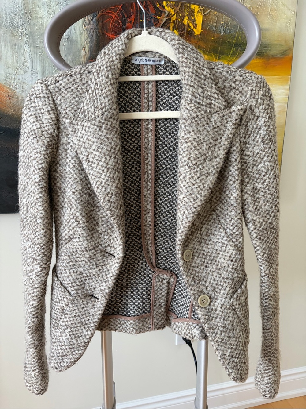 NWOT 🇮🇹 XS/S wool Blazer jacket grey/beige/taupe